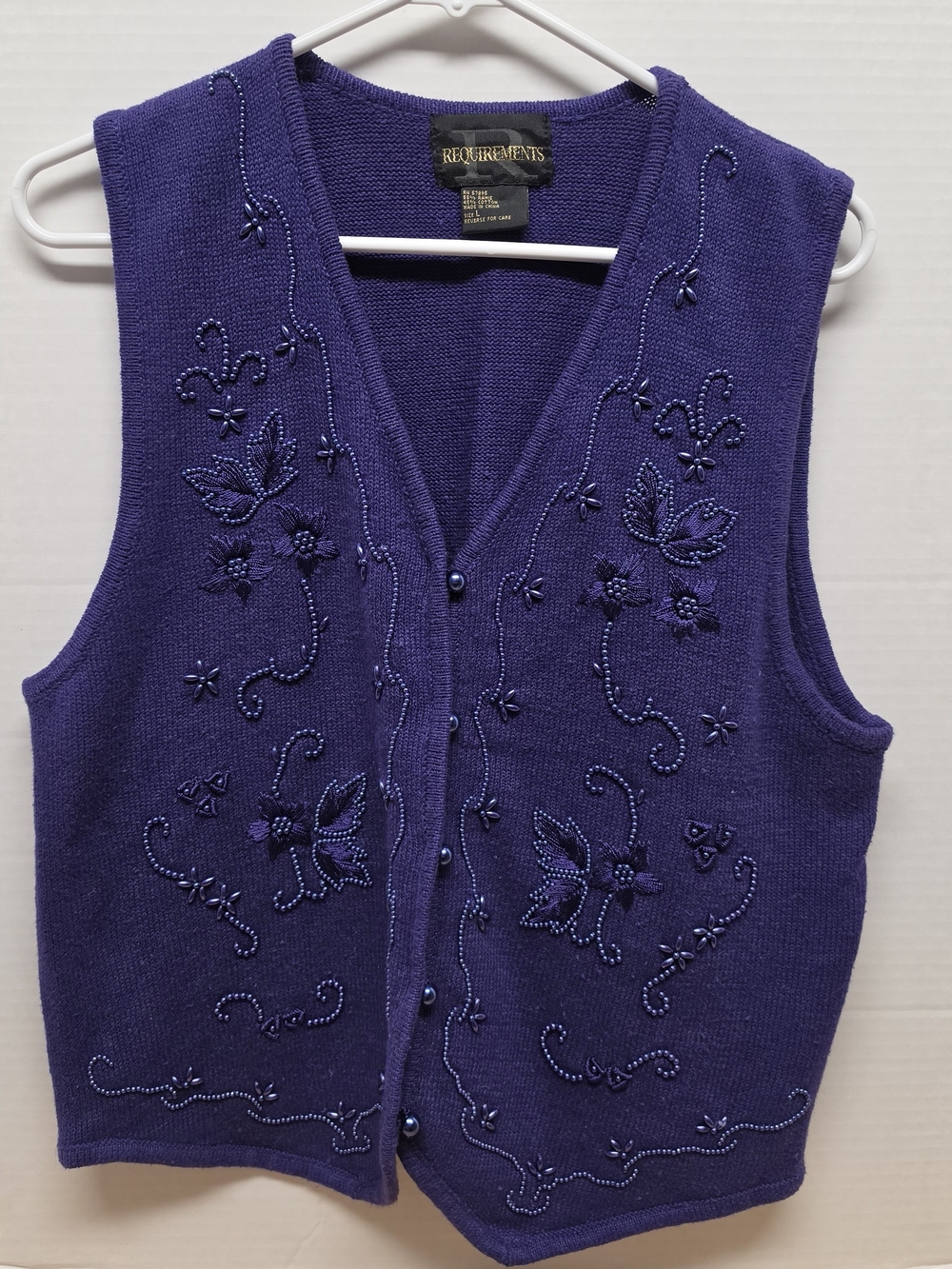 Requirements Purple Embroidered Knit Vest Sweater - Women